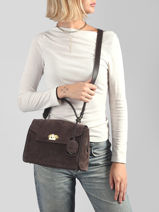 Sac Bandouli�re Suede Grace Cuir Lancaster Marron suede grace 71-vue-porte