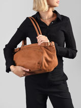 Grand Sac Lune En Cuir Nubuck Vanessa bruno Marron lune 3V40921-vue-porte