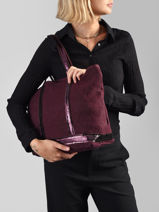 Medium Zipped Le Cabas Tote Bag Linen Sequins Vanessa bruno Violet cabas lin 31V40378-vue-porte