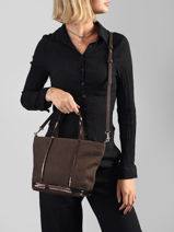 Crossbody Bag Cabas Cuir Leather Vanessa bruno Brown cabas cuir 8V40435-vue-porte