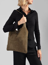 Sac Port� �paule Folk Lady Cuir Gerard darel Beige folk lady DES72407-vue-porte