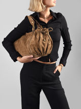 Shoulder Bag Folk Leather Gerard darel Beige folk DES01407-vue-porte