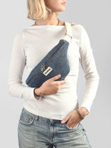 Sac Banane Olivia Denim Hindbag Bleu denim DE-vue-porte