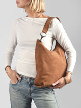 Shoulder Bag Leather Leather Biba Brown leather JAP2L-vue-porte