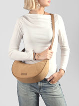 Sac Bandouli�re Velours Vanessa wu Beige velours MA3036-vue-porte