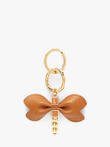 Leather Dragonfly Keychain Lancel Brown charms A13868