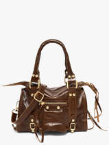 Satchel Shiny Sauvage Leather Milano Brown shiny sauvage SS24093