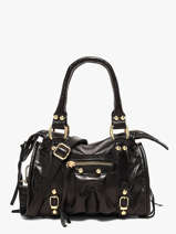 Satchel Shiny Sauvage Leather Milano Black shiny sauvage SS24093
