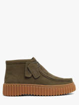 Chaussures Derbies Montante En Cuir Clarks Vert women 26179356