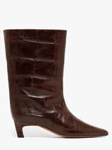 Stiletto Heel Boots In Leather Angel alarcon Brown women 480C