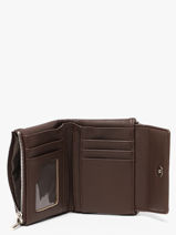 Coin Purse With Card Holder Grained Flora & co Brown grained F5019-vue-porte