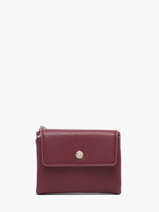 Coin Purse With Card Holder Grained Flora & co Red grained F5019
