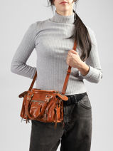 Satchel Shiny Sauvage Leather Milano Brown shiny sauvage SS24093-vue-porte