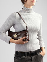 Shoulder Bag Shiny Sauvage Leather Milano Brown shiny sauvage SS26064-vue-porte