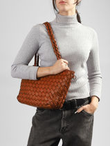 Sac Port� �paule Dewashed Cuir Milano Marron dewashed DE26062-vue-porte