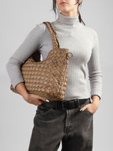 Sac Port� �paule Dewashed Cuir Milano Gris dewashed DE26061-vue-porte
