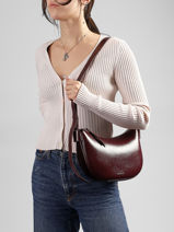 Shoulder Bag Vintage Leather Nat et nin Red vintage LUNE-vue-porte