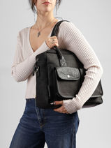 A4 Size Satchel Denim Paul marius Black denim DANDYDEN-vue-porte