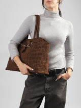 Shopping Bag Velvet Croco Leather Milano Brown velvet croco CV26063-vue-porte
