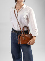 Baguette Bag Cocco Balo Leather Milano Brown cocco balo CB26061-vue-porte