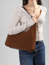 Sac Port� �paule Essentiel David jones Marron essentiel CM8579-vue-porte