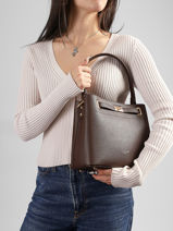 Sac Port� �paule Saffiano David jones Marron saffiano 4-vue-porte