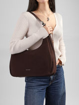Sac Port� �paule Essentiel David jones Marron essentiel CM8579-vue-porte