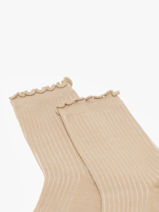 Socks Pieces Beige socks women 17149458-vue-porte