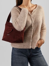 Shoulder Bag Suedine Kba Lancaster Red suedine kba 60-vue-porte