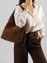 Shoulder Bag Jess Leather Vanessa bruno Brown jess 10V40917-vue-porte