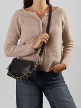 Shoulder Bag Vintage Leather Mila louise Black vintage 23673E1-vue-porte