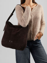 Sac Port� �paule Vintage Cuir Mila louise Marron vintage 23047V-vue-porte