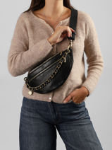 Sac Banane Cuir Mila louise Noir vintage 23689E1-vue-porte