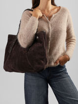 Shoulder Bag Vintage Leather Mila louise Brown vintage 3908V-vue-porte