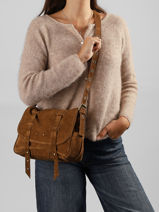 Sac Bandouli�re Vintage Cuir Mila louise Beige vintage 3917V-vue-porte