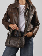 Crossbody Bag Brooklyn Leather Basilic pepper Brown brooklyn BBRO03-vue-porte