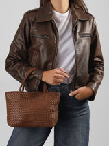 Crossbody Bag Lisbonne Leather Basilic pepper Brown lisbonne BLIS01-vue-porte