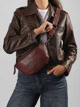 Leather Cow Belt Bag Basilic pepper Red cow BCOW55-vue-porte
