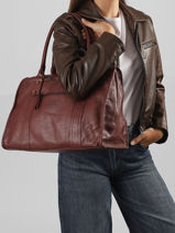 Sac Shopping A4 Cow Cuir Basilic pepper Rouge cow BCOW31-vue-porte