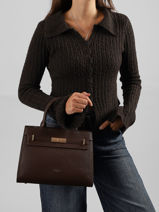 Satchel Saffiano David jones Brown saffiano CM8609-vue-porte