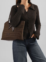 Sac Port� �paule Croco Chic David jones Marron croco chic CM8681-vue-porte