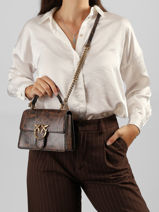 Sac Bandouli�re Love Bag Icon Cuir Pinko Marron love bag icon 71A3E5-vue-porte