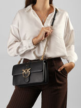 Sac Bandouli�re Love Bag Icon Cuir Pinko Noir love bag icon 7070A0F1-vue-porte