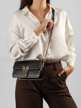 Sac Bandouli�re Love Bag Icon Cuir Pinko Noir love bag icon 7665A2JG-vue-porte