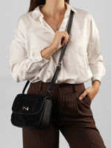 Shearling And Leather P�n�lope Crossbody Bag Nathan baume Black odyssey 1S-vue-porte