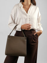 Leather Elisabeth Top-handle Bag Nathan baume Brown dynasty 4-vue-porte