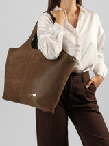 Nubuck Leather Dubai Shoulder Bag Nathan baume Brown riverside 3NG-vue-porte