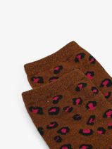 Chaussettes Leopard Festival Pieces Marron socks women 17167038-vue-porte