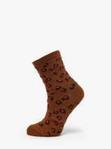 Chaussettes Leopard Festival Pieces Marron socks women 17167038