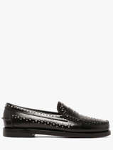 Mocassins Dan Studs En Cuir Cousu Main Sebago Noir women 78118KW